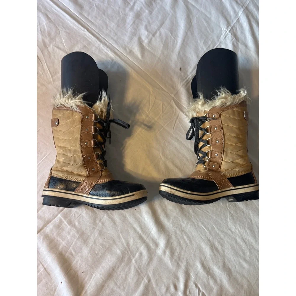 Sorel Tofino II Winter Boots Kids Size 3 Brown Black Waterproof Faux Fur Good